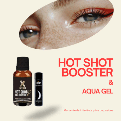 Pachet Afrodisiac natural XPower Hot Shot Sex Booster, 20 ml, Labophyto + Lubrifiant pe bază de silicon, 100 ml, Pjur Original
