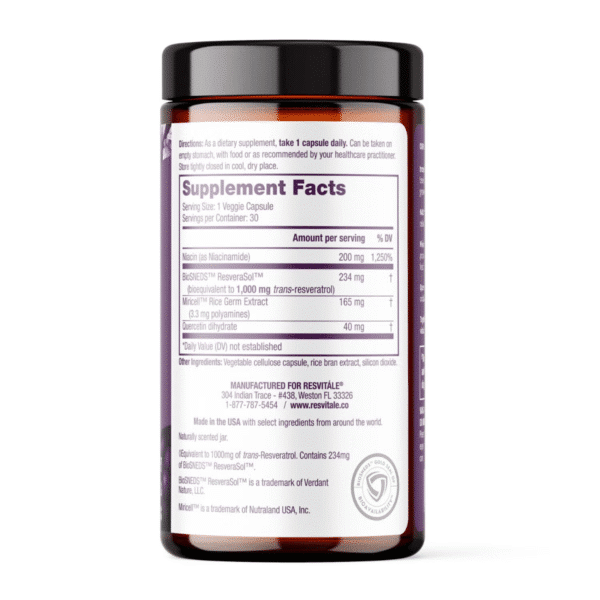 ResVitale™ Resveratrol + NAD & Miricell™ cu Spermidina – Suport Anti-Aging, Energie si Longevitate, 30 cps, GNC