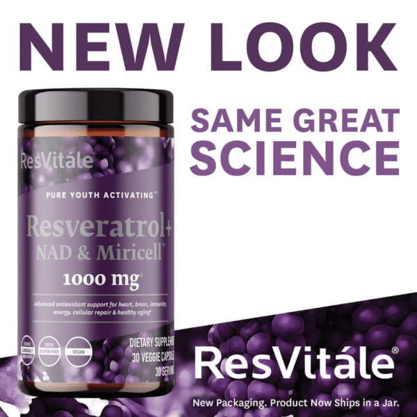 ResVitale™ Resveratrol + NAD & Miricell™ cu Spermidina – Suport Anti-Aging, Energie si Longevitate, 30 cps, GNC