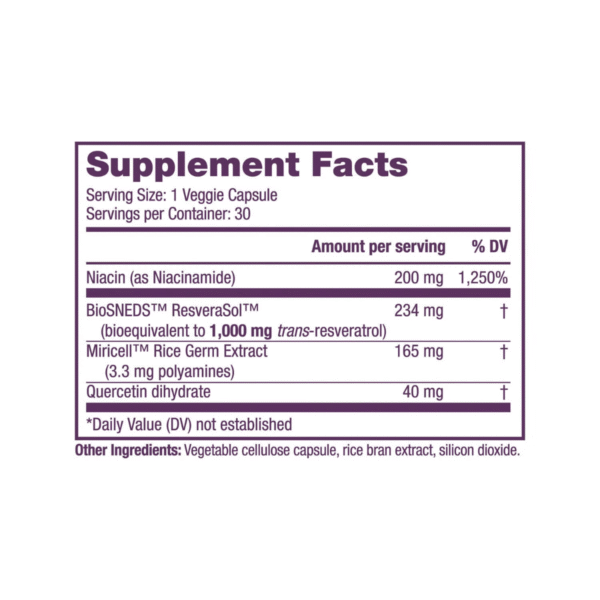 ResVitale™ Resveratrol + NAD & Miricell™ cu Spermidina – Suport Anti-Aging, Energie si Longevitate, 30 cps, GNC