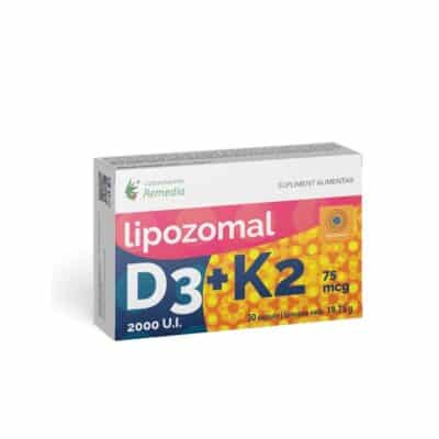 Lipozomal D3 2000 U.I. + K2 75mcg, 30 capsule, Remedia