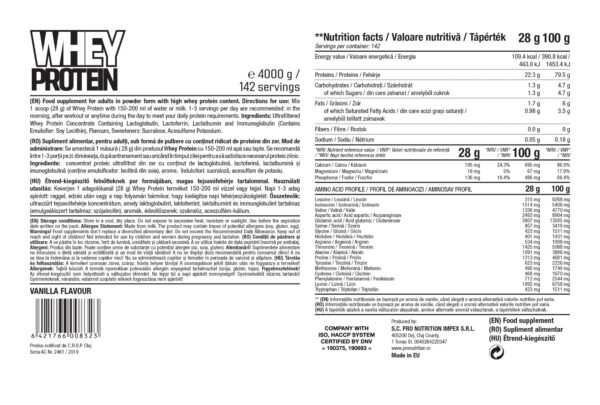 Whey Protein Vanilie 4000g, Pro Nutrition