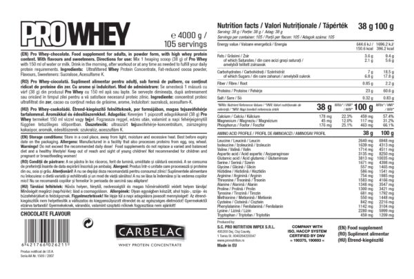 Pro Whey Ciocolata 4000g, Pro Nutrition