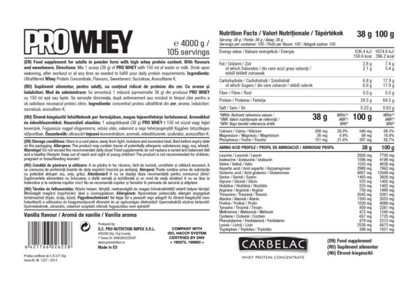 Pro Whey Vanilie 4000g, Pro Nutrition