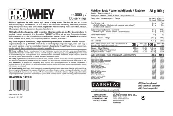 Pro Whey Capsuni 4000g, Pro Nutrition