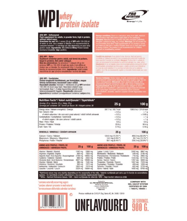WPI Natur 900g, Pro Nutrition
