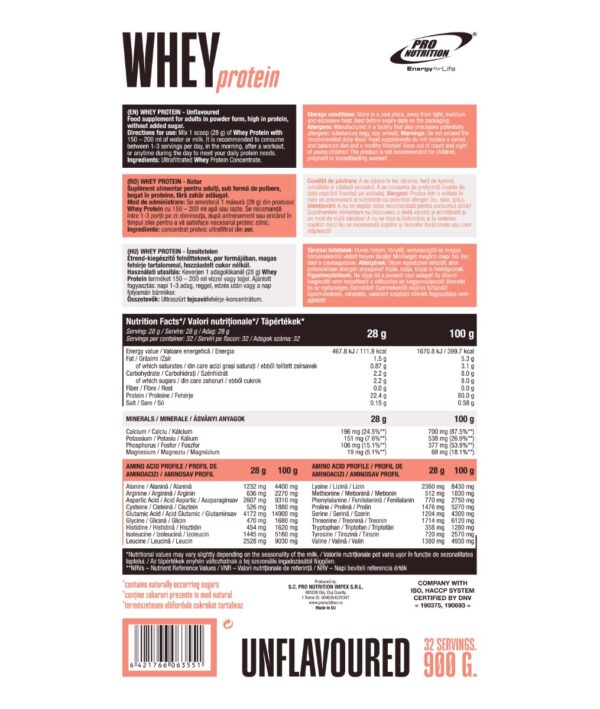 Whey Protein Natur 900g, Pro Nutrition