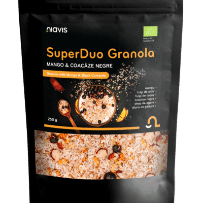 SuperDuo Granola, Mango și Coacăze Negre Ecologică, 250 g, Niavis