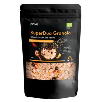 6426284003997 SuperDuo Granola, Mango și Coacăze Negre Ecologică, 250 g – Niavis