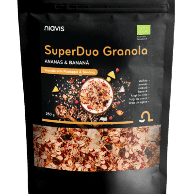 SuperDuo Granola, Ananas și Banane Ecologică, 250 g, Niavis
