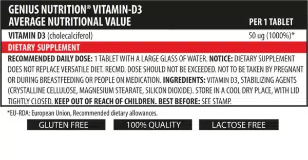 VITAMIN D3, 90 tabs, Genius Nutrition