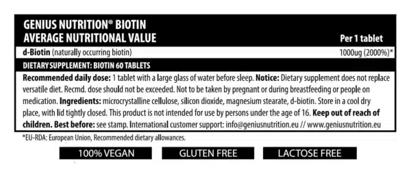 BIOTIN B7, 60 tabs, Genius Nutrition