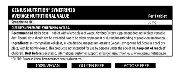 SYNEFRIN30, 60 tabs, Genius Nutrition