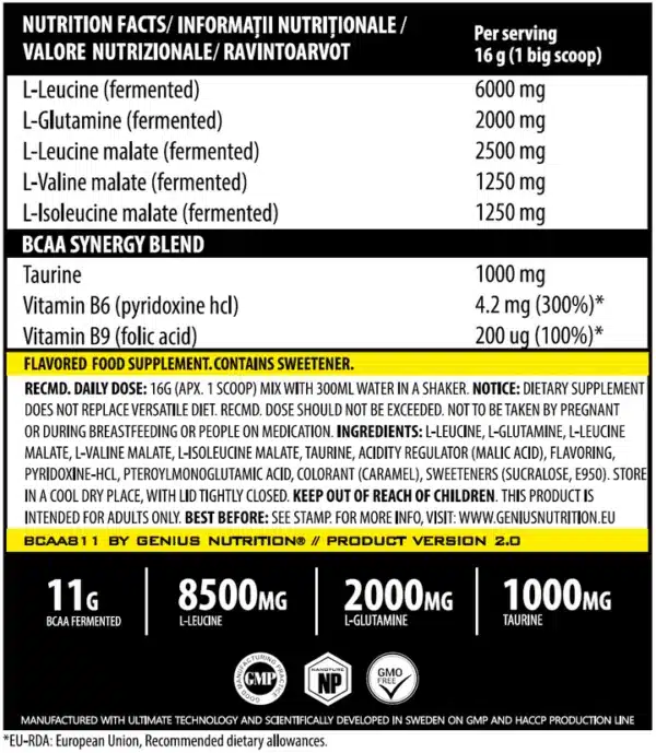 BCAA811, 400g, Genius Nutrition