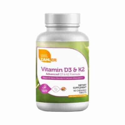 ZAHLER® Chewable Vitamin D3 and K2, Vitamina D3+K2 Masticabila, Formula Avansata pentru Absorbtie Superioara, 90 tb