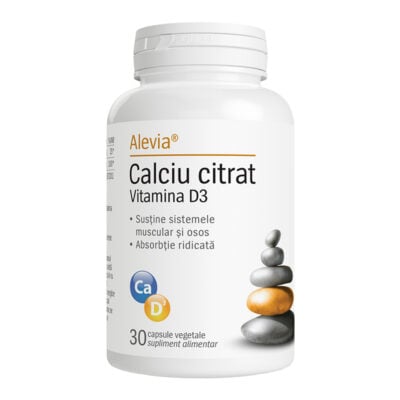 3D-Calciu-citrat-VitD3-30cp-flacon-800x800px Calciu Citrat Vitamina D3, 30 capsule, Alevia