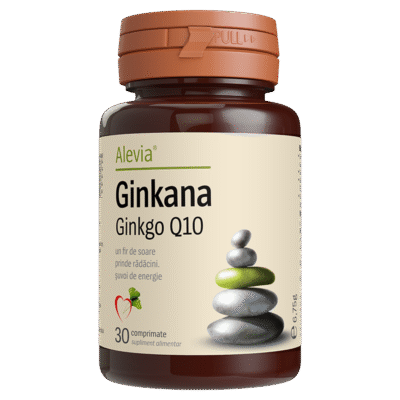3D-Ginkana-Ginkgo-Q10-2020-800x800px Ginkana Ginkgo Q10, 30 comprimate, Alevia