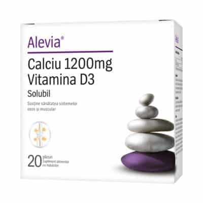 Calciu 1200mg Vitamina D3, 20 plicuri, Alevia