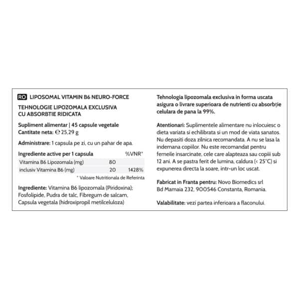 Liposomal Vitamin B6 Neuro-force, 45 capsule vegetale