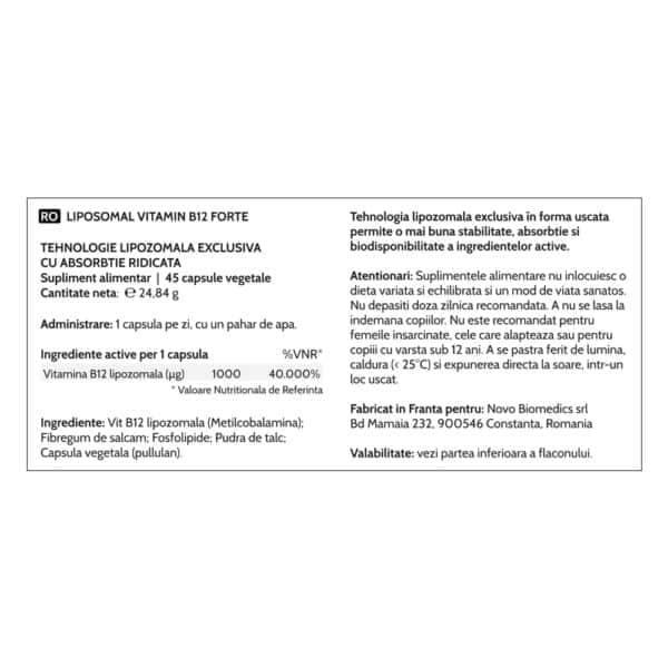 Liposomal Vitamin B12 Forte, 45 capsule vegetale