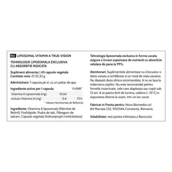 Liposomal Vitamin A True-Vision, 45 capsule vegetale