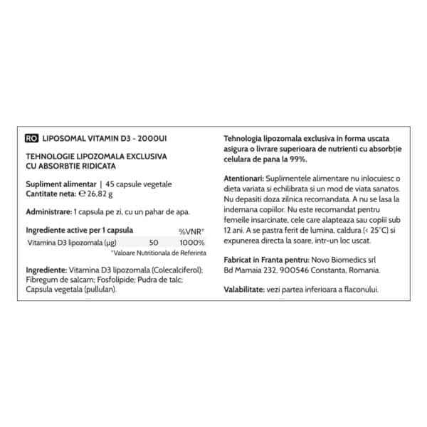 4009076444851-7 Liposomal Vitamin D3 - 2000 IU, 45 capsule vegetale