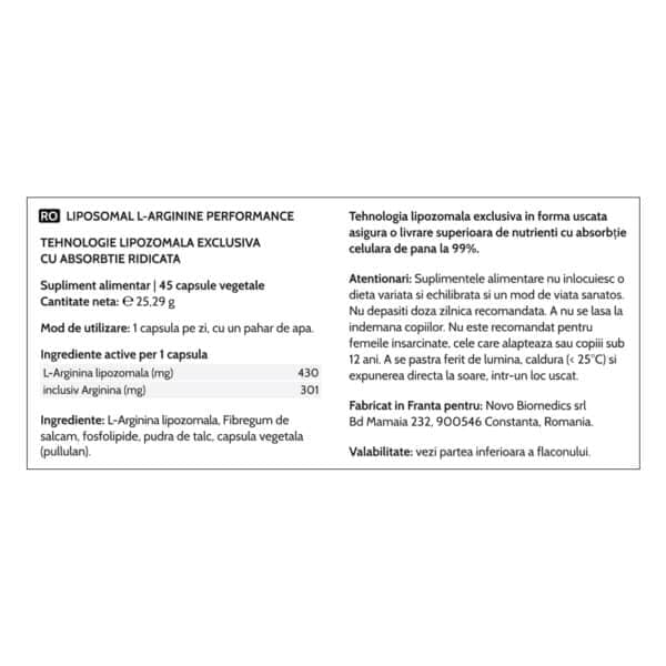 Liposomal L-Arginine Performance, 45 capsule vegetale