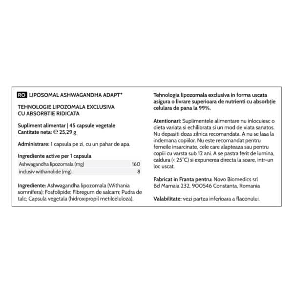 4009826124767-7 Liposomal Ashwagandha Adapt+, 45 capsule vegetale