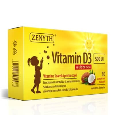 Vitamina D3 500 UI pentru copii, 30 capsule, Zenyth