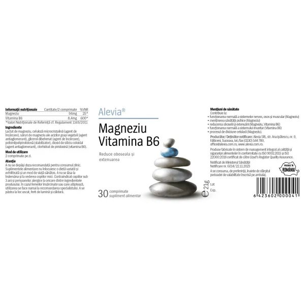 Magneziu Vitamina B6, 30 comprimate, Alevia