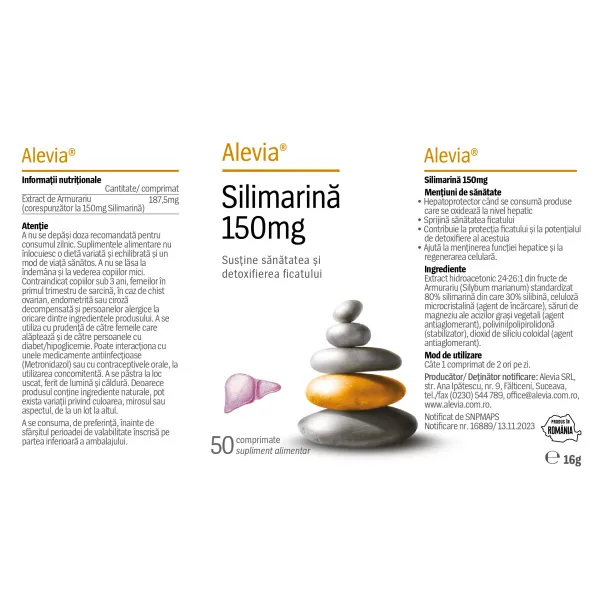 Silimarina 150mg, 50 comprimate, Alevia
