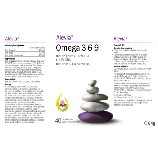 Omega 3 6 9, 40 capsule, Alevia