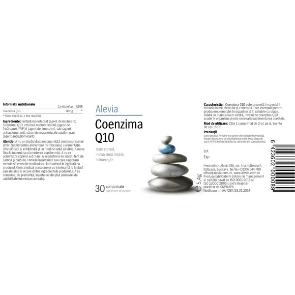 Coenzima Q10 10mg Pachet, 30 + 30 comprimate, Alevia