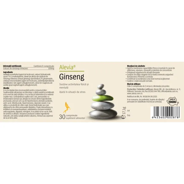Ginseng Pachet, 30 + 30 comprimate, Alevia