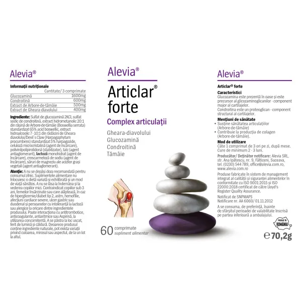 Articlar Forte Pachet, 60 + 60 comprimate, Alevia