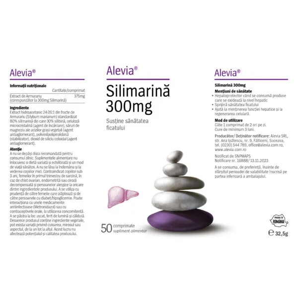 Silimarină 300mg Pachet, 50 + 50 comprimate, Alevia