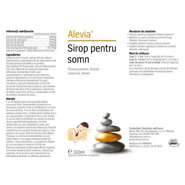 6423602007316-1 Sirop pentru somn, 150 ml, Alevia