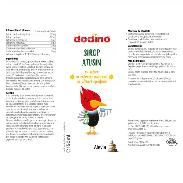 Dodino Sirop Atusin, 150 ml, Alevia