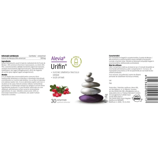 Urifin Pachet, 30 + 30 comprimate, Alevia