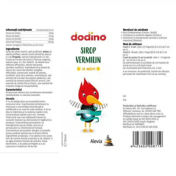 Dodino Sirop Vermilin, 150 ml, Alevia