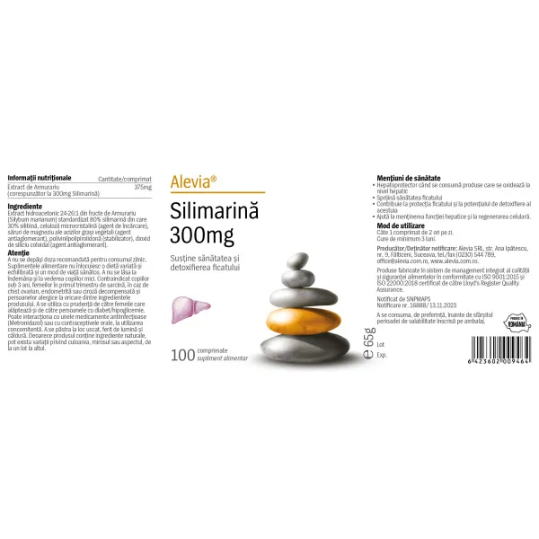 Silimarină 300mg, 100 comprimate, Alevia