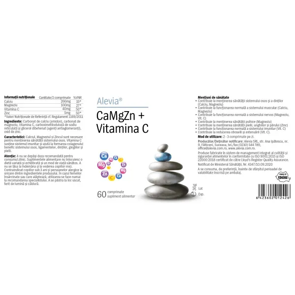 CaMgZn + Vitamina C, 60 comprimate, Alevia