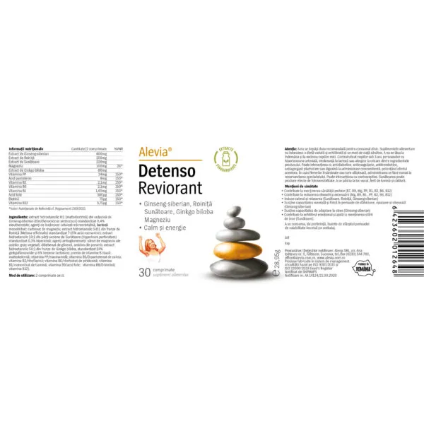 Detenso Reviorant, 30 comprimate, Alevia