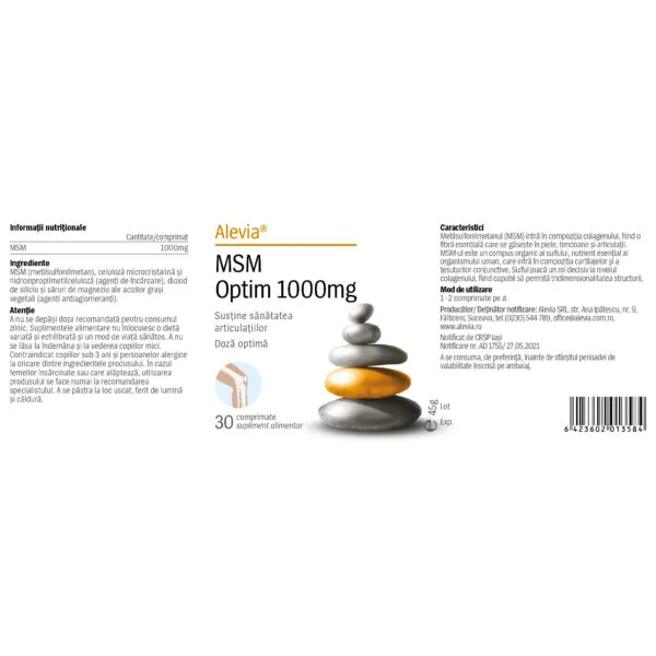 MSM Optim 1000mg, 30 comprimate, Alevia