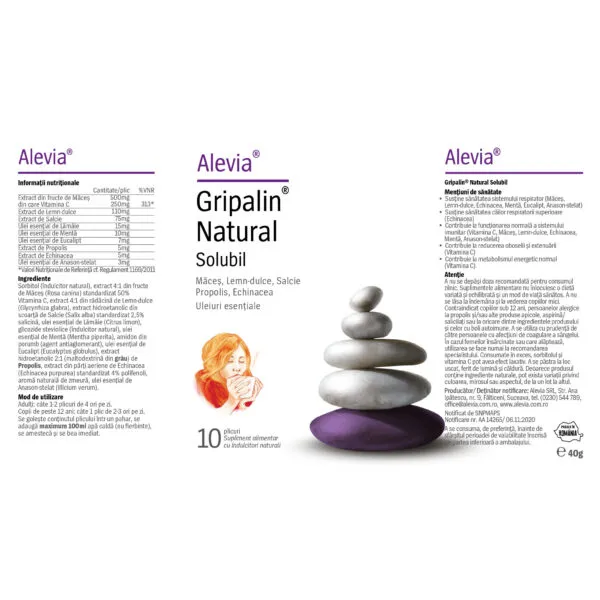Gripalin Natural Solubil, 10 plicuri, Alevia