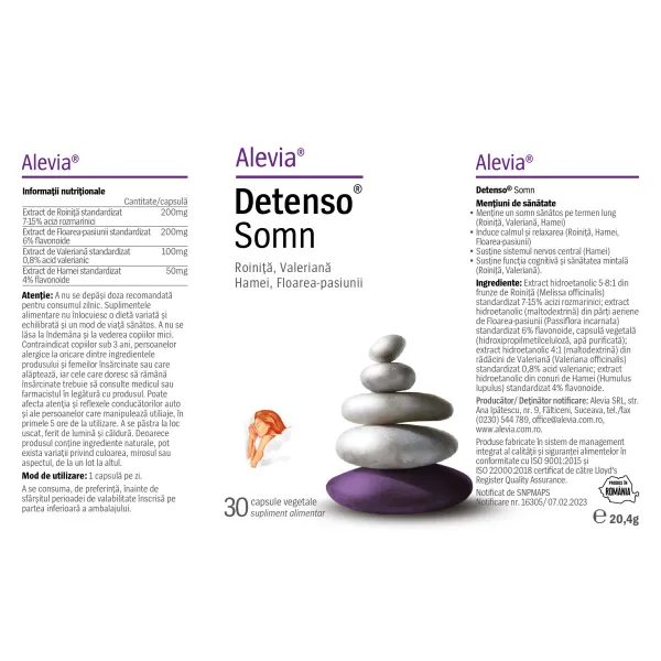 Detenso Somn, 30 capsule, Alevia