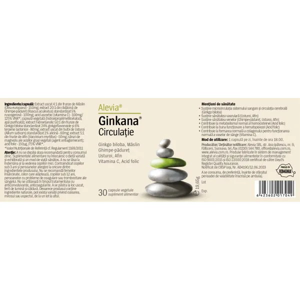 Ginkana Circulație, 30 capsule, Alevia