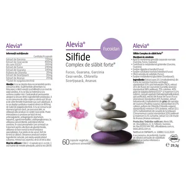 6423602017476-1 Silfide Complex de slăbit forte + Fucoidan, 60 capsule, Alevia