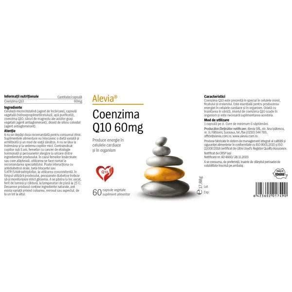 Coenzima Q10 60mg, 60 capsule, Alevia