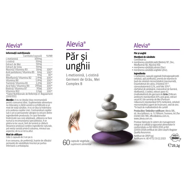 Păr și Unghii Pachet, 60 + 60 capsule Alevia